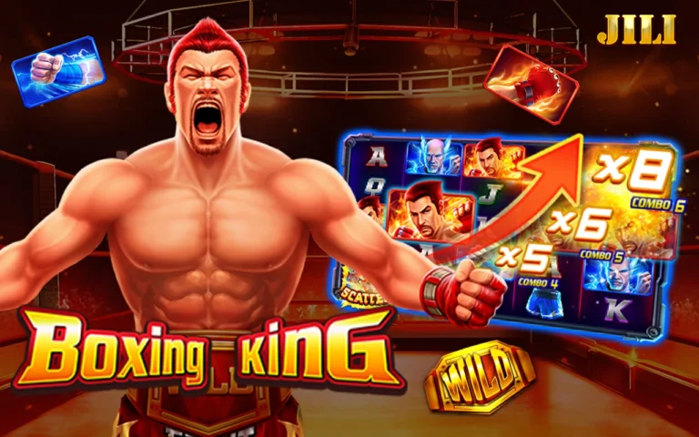 Game screenshot behind Boxing King on the boxing ring