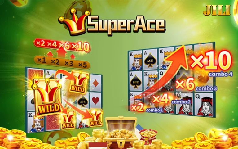 Super Ace Slot Game Logo and Game Play Screenshot