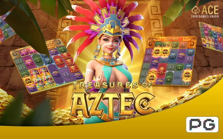 Game screenshots and gold with the girl from the game Treasures of Aztec